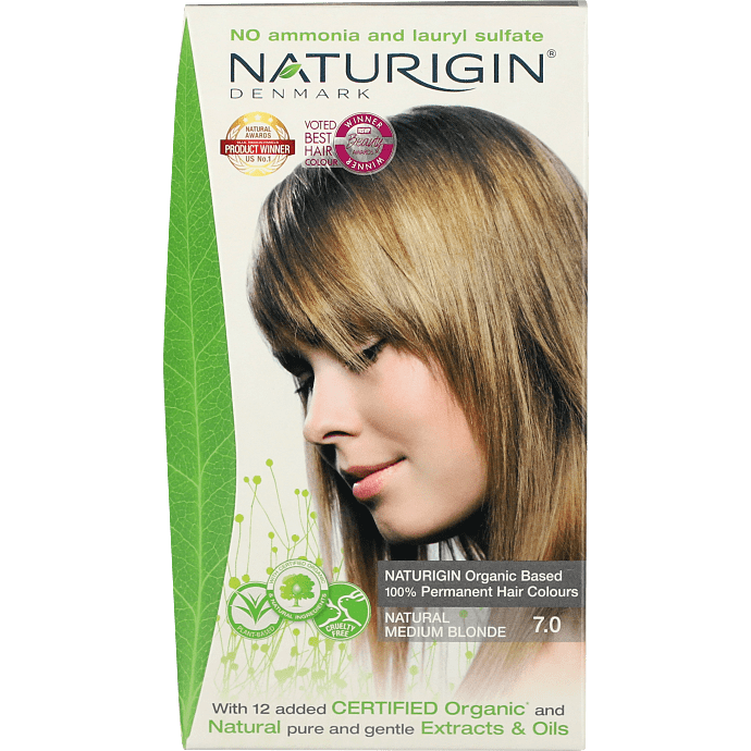 Permanent hårfarve 7.0 Natural Medium Blonde m. naturlige olier u. ammoniak