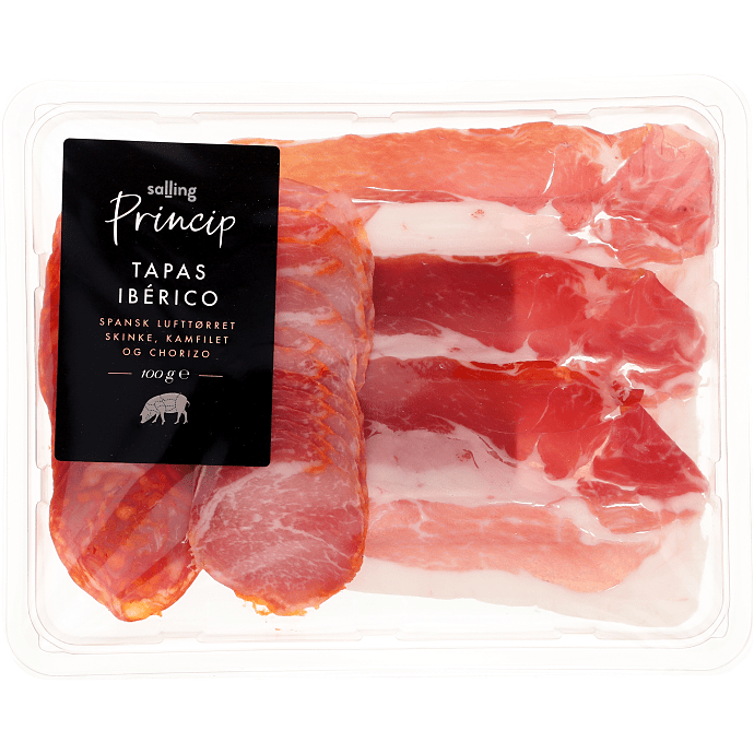 Tørret Ibérico skinke, chorizo og svinekam i skiver