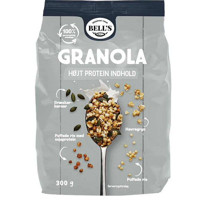 Granola m. græskarkerner, havregryn og puffede ris