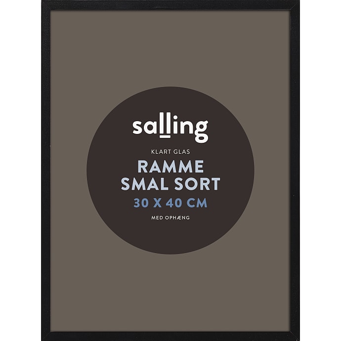 Sort ramme m. glas - 30x40 cm