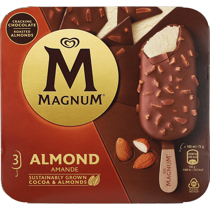 Mælkeis m. mandler og chokoladeovertræk