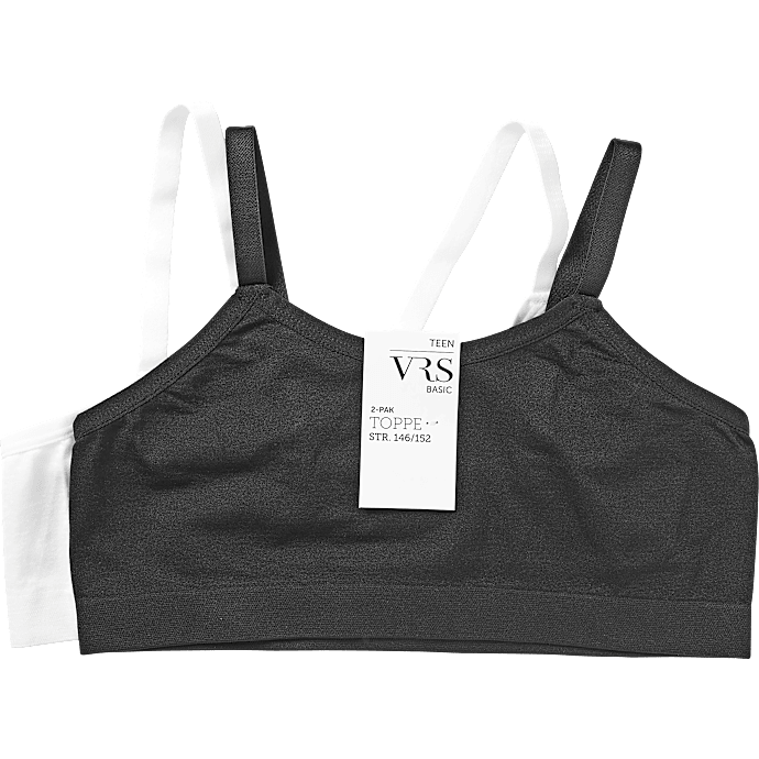 VRS teen 2-pak microfiber top str. 146/152 - sort/hvid