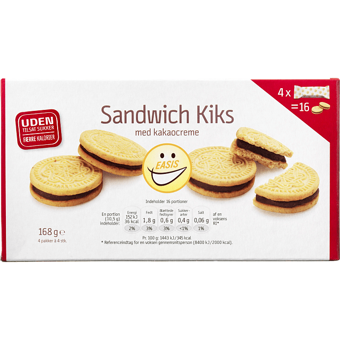 Kiks m. chokocreme u. tilsat sukker