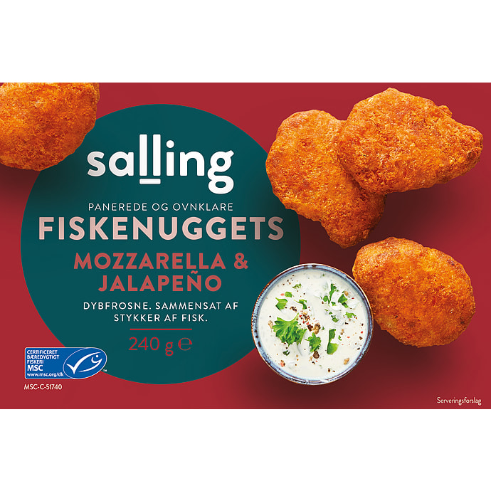 Fiskenuggets m. mozzarella og jalapeño