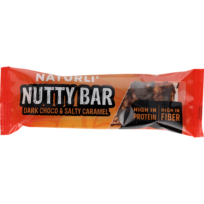Nøddebar m. mørk chokolade og saltkaramel