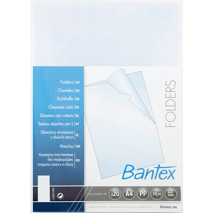 Bantex L-Fold BG20 A4 plastlommer