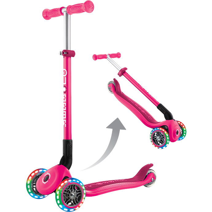 Primo foldbar 3-hjulet løbehjul - fuchsia