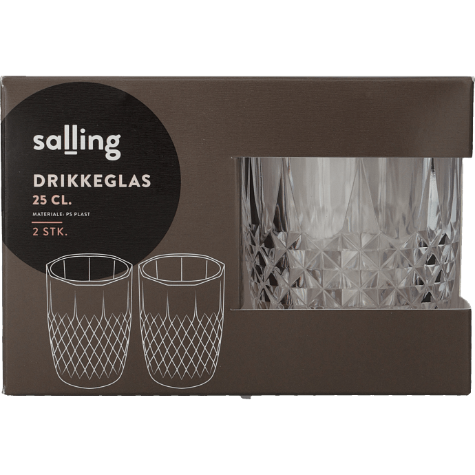 Salling vandglas i genanvendeligt plastik - 2-pak (250ml)