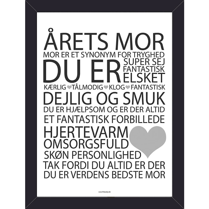 Salling Årets Mor plakat med sort glasramme 15x21 cm