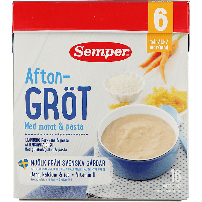 Grød m. gulerod og pasta fra 6 mdr.