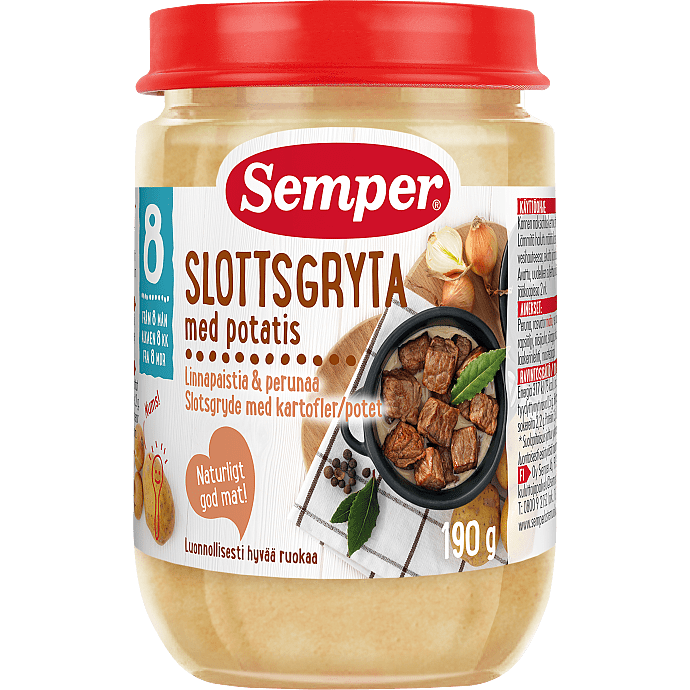 Mos m. kartoffel og oksekød fra 8 mdr.