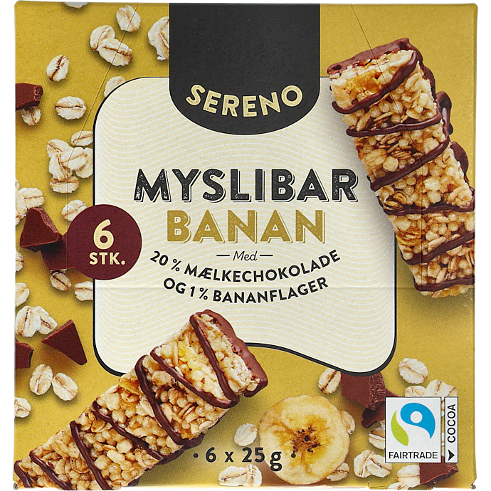 Müslibarer m. chokolade og banan