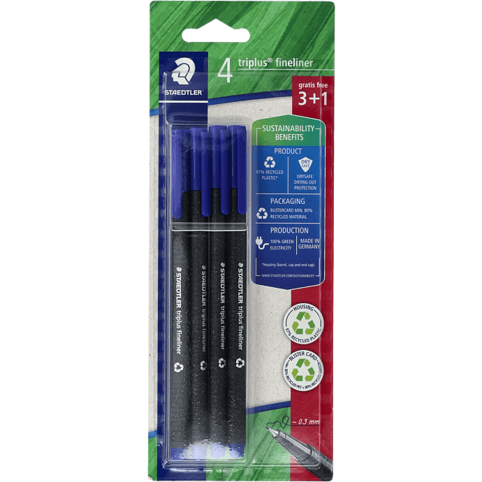 Staedtler Triplus fineliner 4-pak - blå