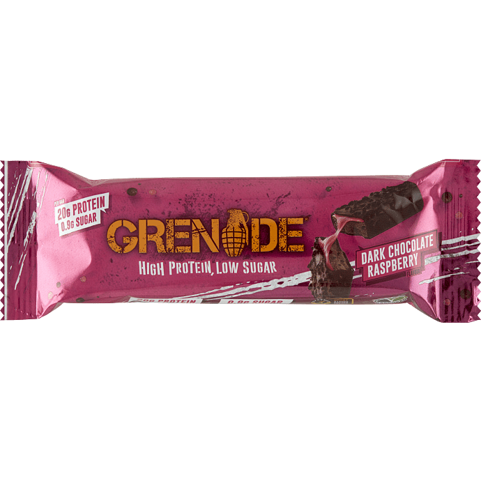 Proteinbar m. chokolade og hindbærsmag
