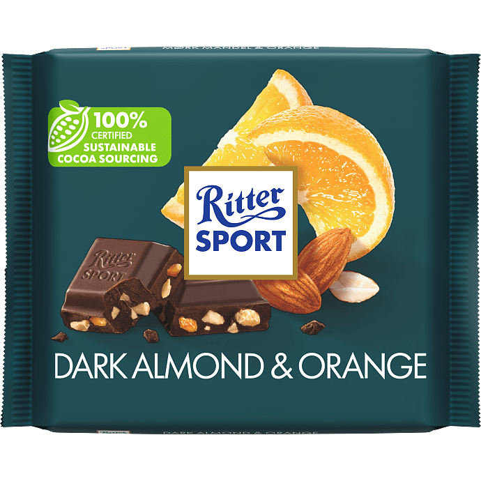 Mørk chokolade 50% kakao m. mandler og appelsin