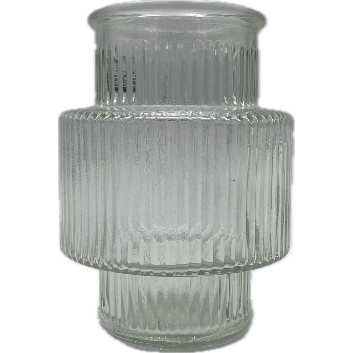 Vase med riller 10 x 12 cm - klar