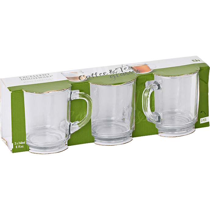 Kaffe/te glas 240 ml - 3 stk.