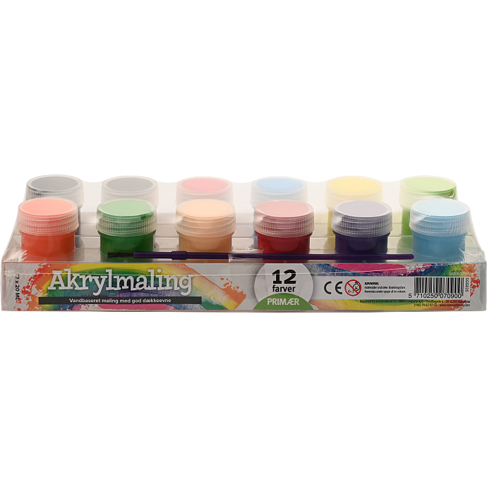 Acrylic paint 12x20 ml solid colors