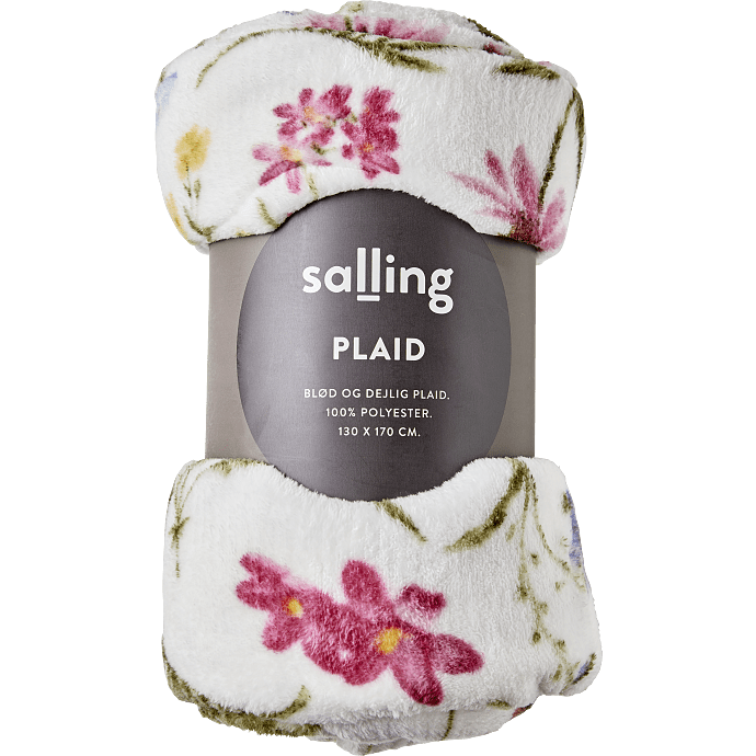 Salling plaid i fleece - blomster