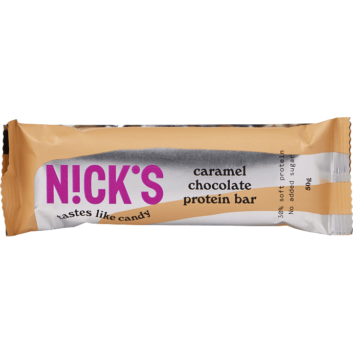 Proteinbar m. chokolade- og karamelsmag