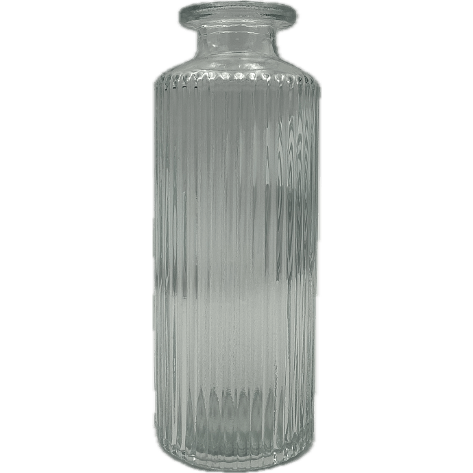 Vase med riller 5,2 x 13,2 cm - klar