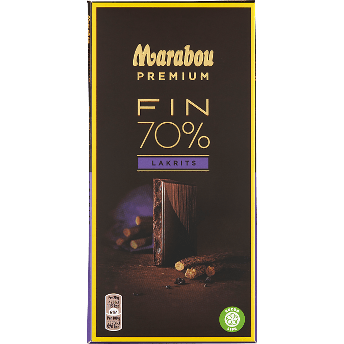 Mørk chokolade 70% kakao m. lakrids