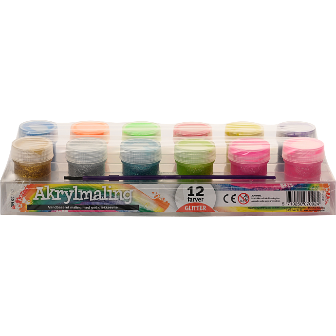 Acrylic paint 12x20 ml glitter colors