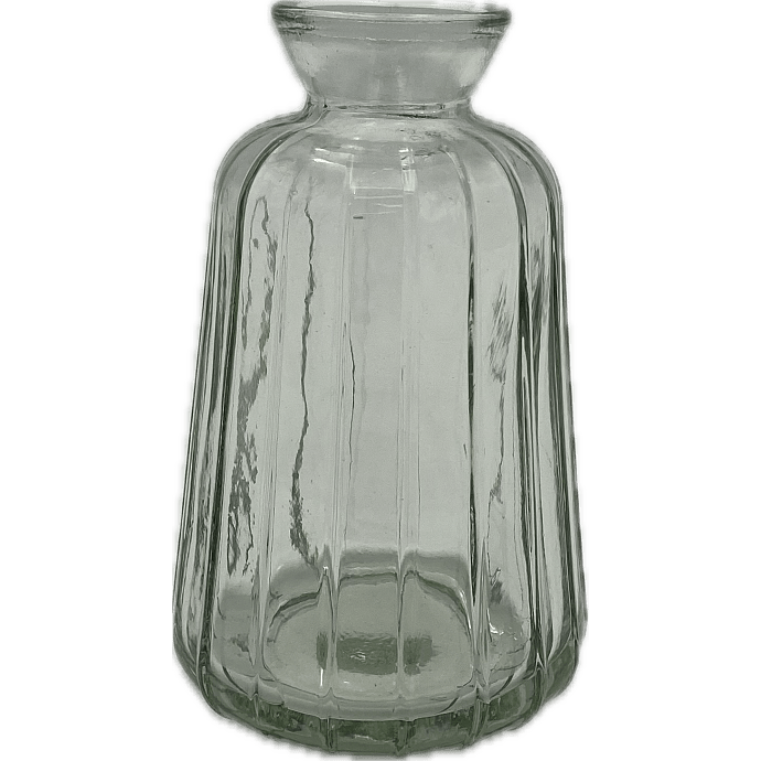 Vase med riller 6,8 x 11 cm - klar