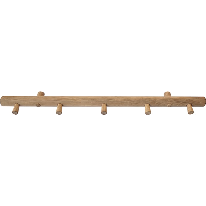 Knagerække m. 5 knager - eg