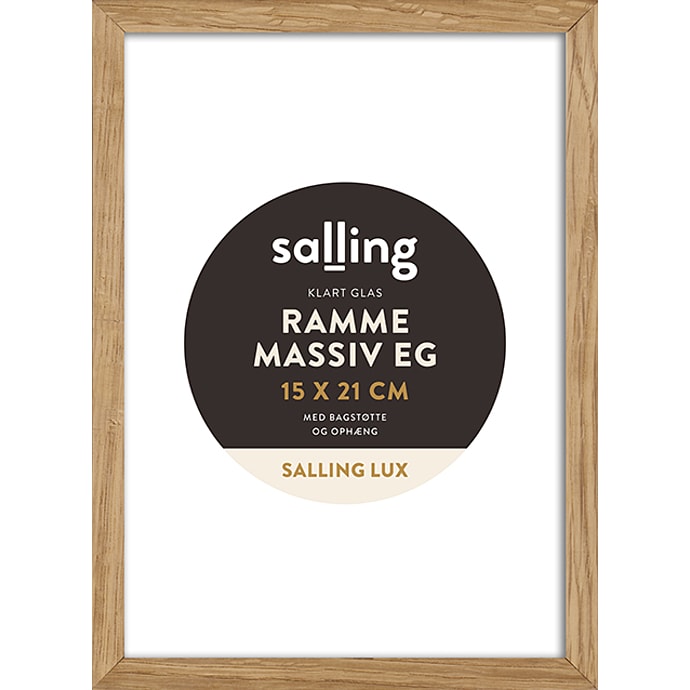 Ramme i massiv eg m. glas - 15x21 cm
