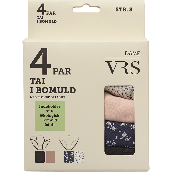 VRS dame 4-pak tai trusser str. 2XL - multifarvet