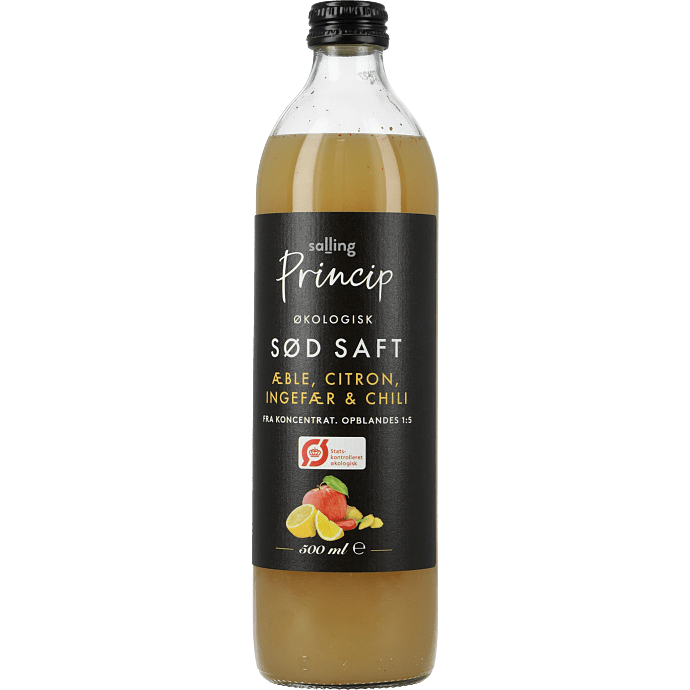 Saft til opblanding m. æble, ingefær, citron og chili øko
