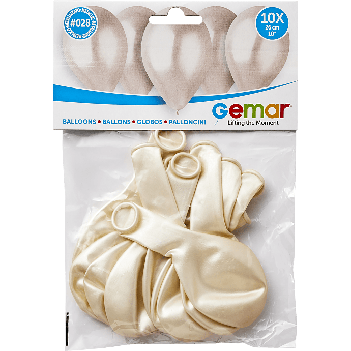 Latexballoner 26 cm 10-pak - perle metal