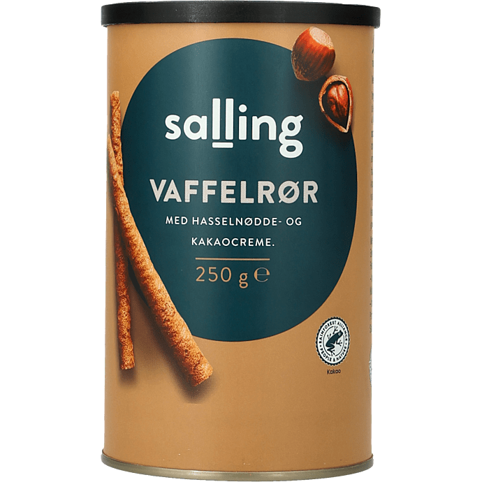Vaffelrør m. hasselnødde- og kakaocreme