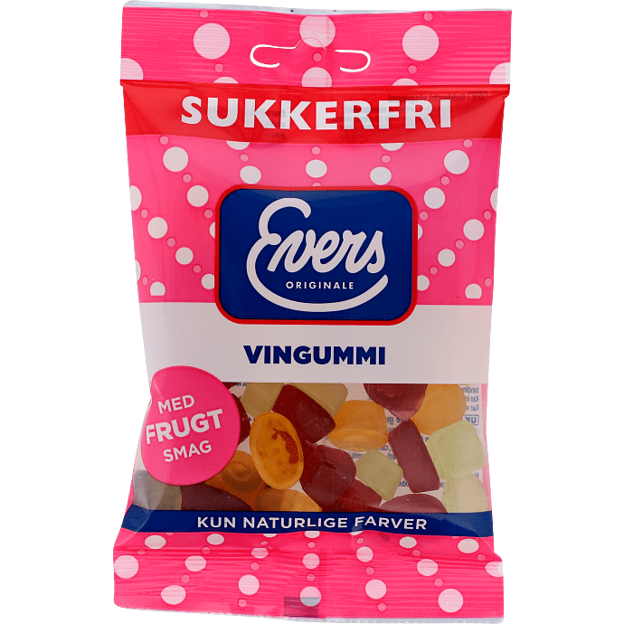 Vingummi m. frugtsmag sukkerfri