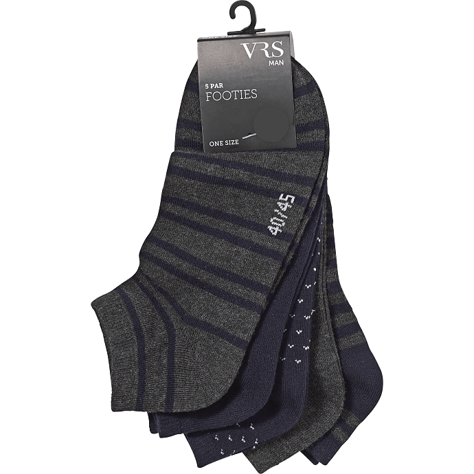 VRS herre 5-pak footies str. onesize - multifarvet