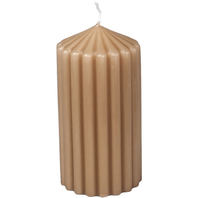 Rillet bloklys 6,8x13 cm - mørk sand