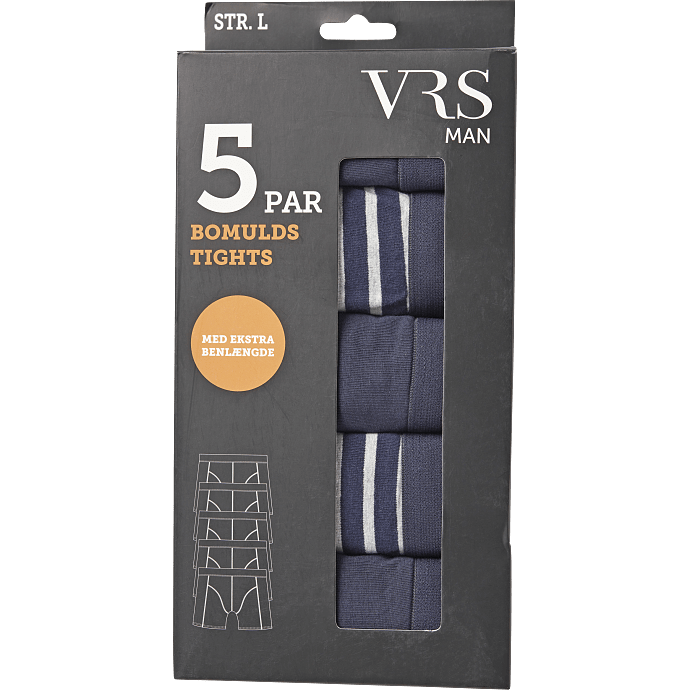 VRS herre 5-pak tights str. 2XL - blå/stribet
