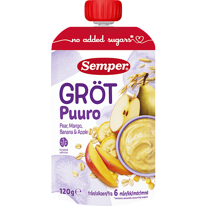 Grødsmoothie m. pære og mango fra 6 mdr.