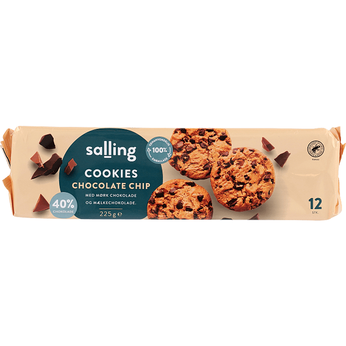 Cookies m. mørk og mælkechokoladestykker
