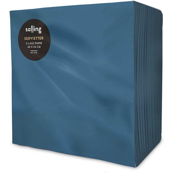 Salling ensfarvede servietter 40x40 cm 50-pak - petroleum