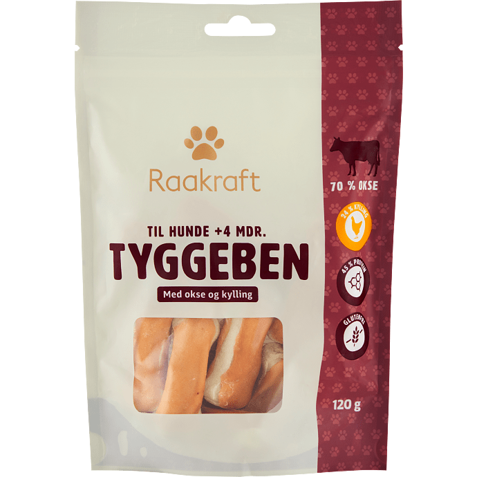 Tyggeben m. okse og kylling