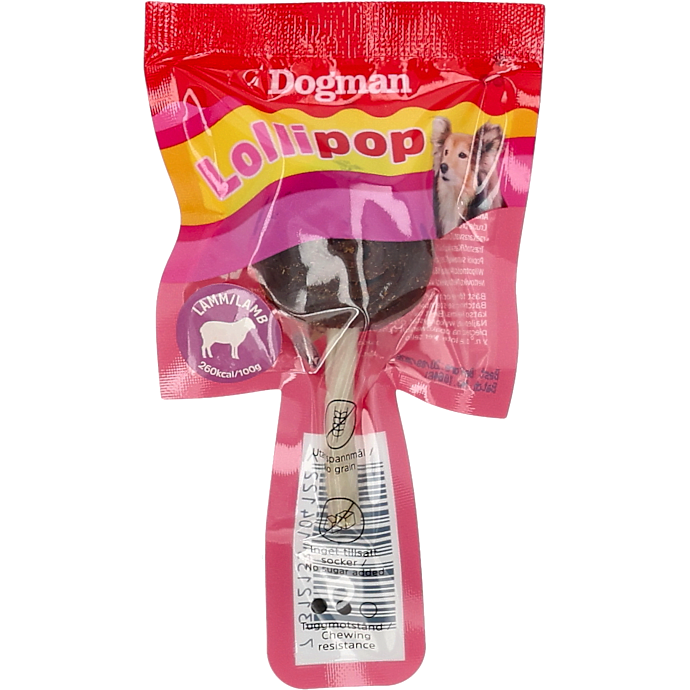 Tyggepind m. and, lam og torsk