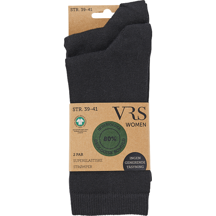 VRS dame 2-pak strømper 39/41 - sort