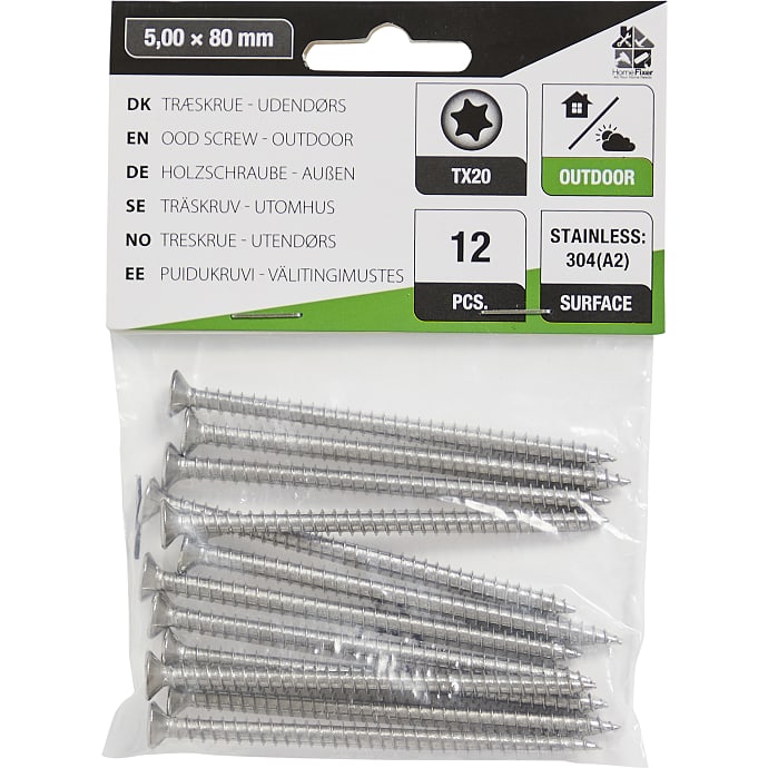 HomeFixer udendørs skruer 5x80 mm 12 stk