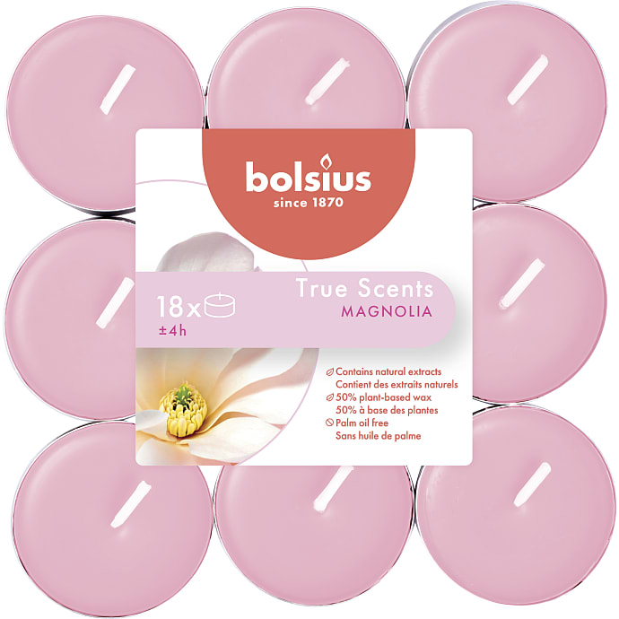 Bolsius fyrfadslys med duft, 18-pak - magnolia duft