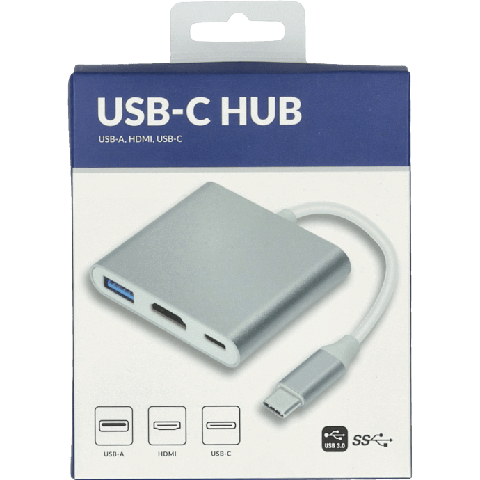USB-C hub - sølvfarvet