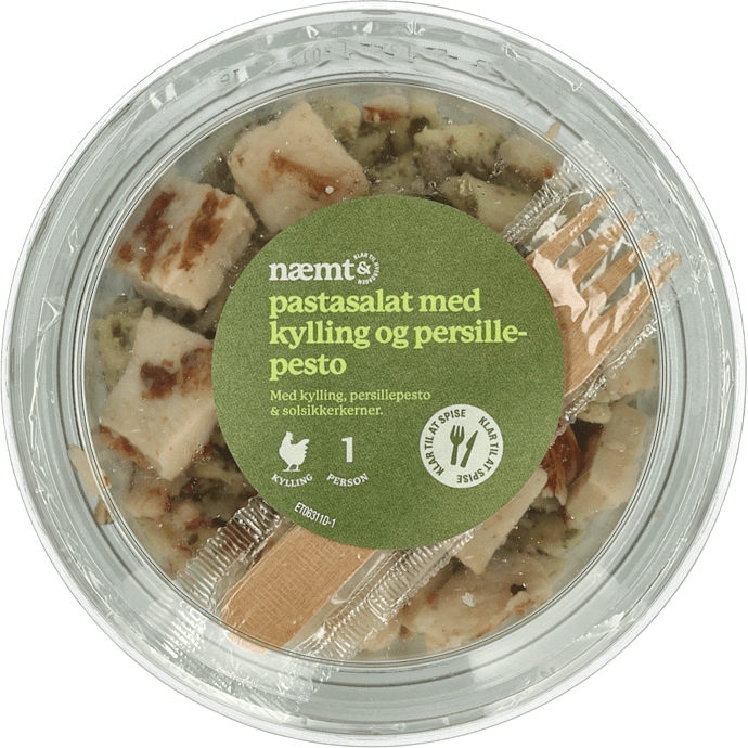 Måltidssalat m. pasta, kylling og pesto