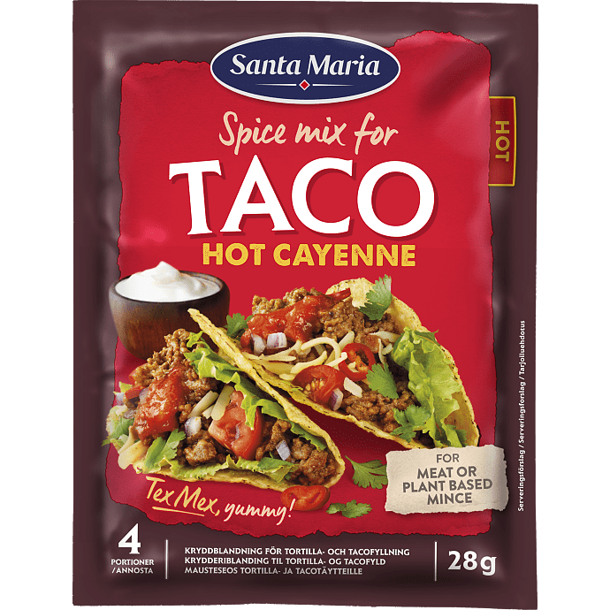 Taco krydderiblanding m. cayennepeber stærk