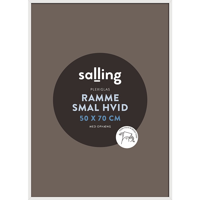 Hvid ramme m. plexiglas - 50x70 cm